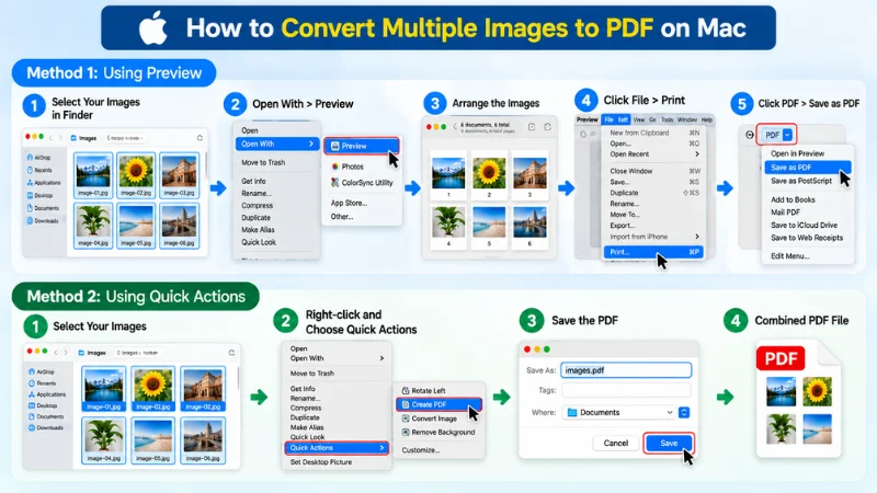 Convert multiple images to PDF on Mac using Preview and Quick Actions