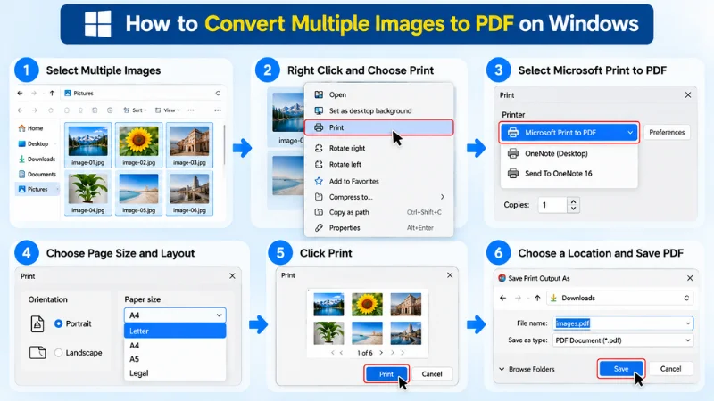 Convert Multiple Images to PDF on Windows