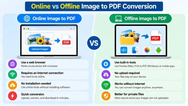 Online vs Offline Image to PDF Conversion