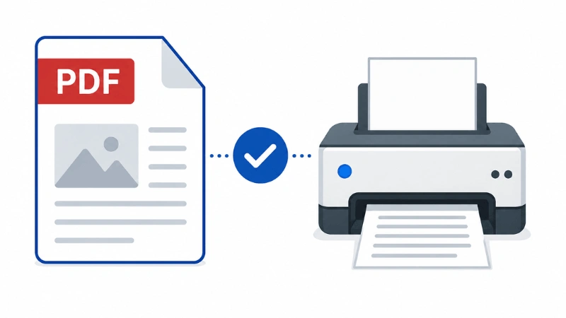 PDF document being printed with consistent layout