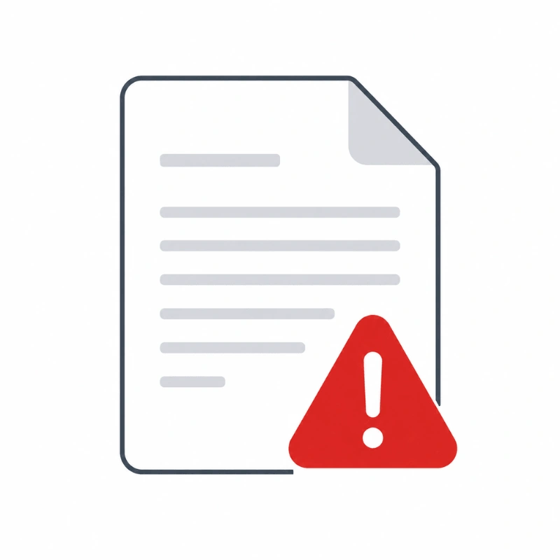 Document with red warning icon illustration