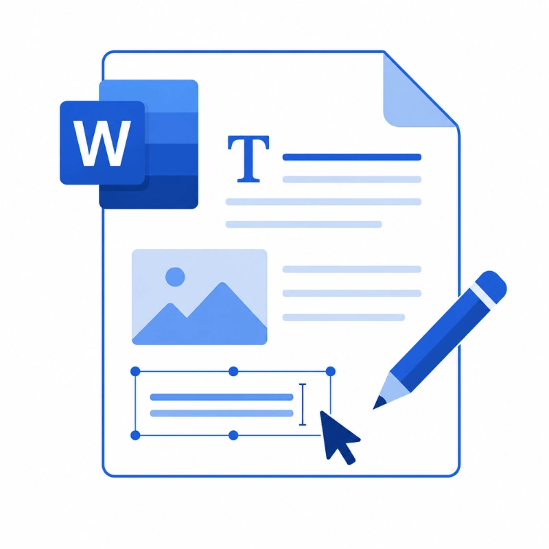 Word document with editing icons illustration