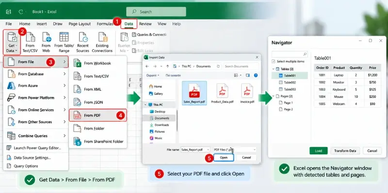 convert PDF to Excel in Microsoft Excel